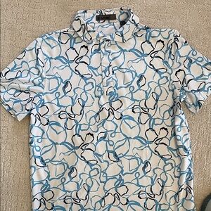 GFore Men's Blue and White Patterned Shirt